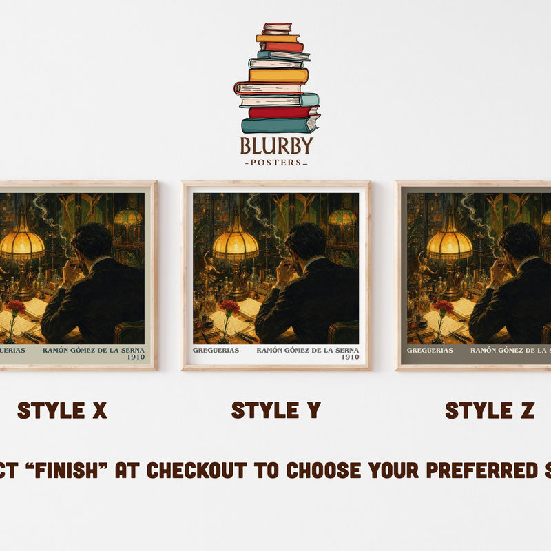 Greguerias literary print in frame leaning in hallway – poetry wall art