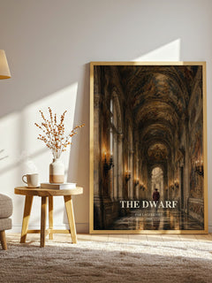 The Dwarf watercolour print in frame leaning in hallway – literary fiction wall art