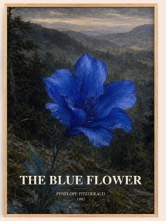 The Blue Flower watercolour book poster by Penelope Fitzgerald – framed literary art print