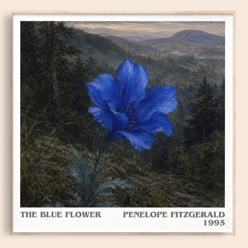 The Blue Flower literary book poster by Penelope Fitzgerald – framed literary art print
