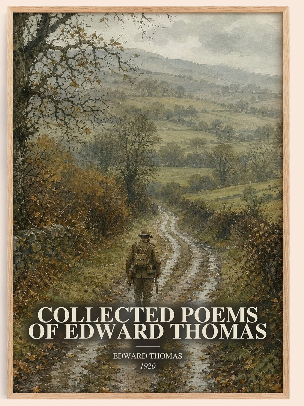 Collected Poems Of Edward Thomas watercolour book poster by Edward Thomas – framed literary art print