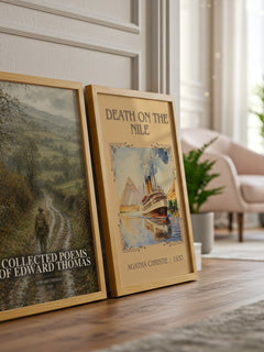Collected Poems Of Edward Thomas watercolour print framed by window – literary home decor
