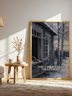 The Christmas Oratorio watercolour print in frame leaning in hallway – literary fiction wall art