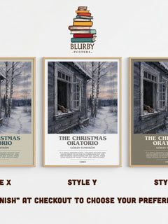 The Christmas Oratorio Bookish Wall Art by Göran Tunström – Style X, Y and Z side by side – choose your finish