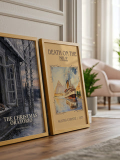 The Christmas Oratorio watercolour print framed by window – literary home decor