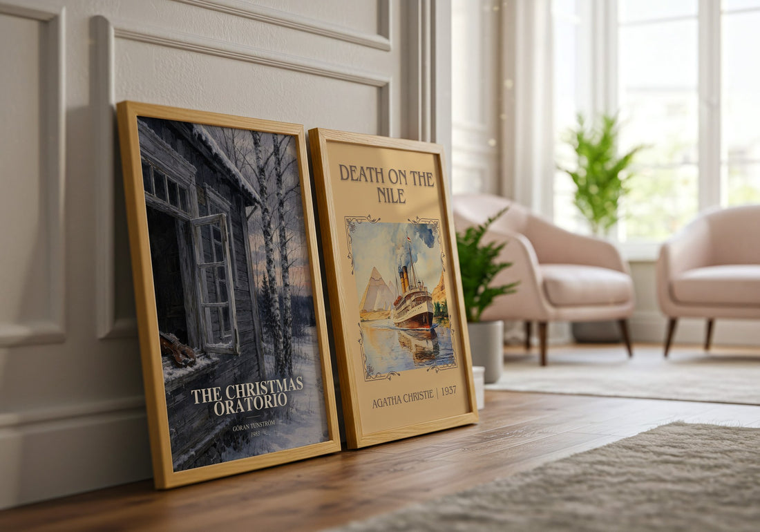 The Christmas Oratorio watercolour print framed by window – literary home decor