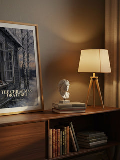 The Christmas Oratorio watercolour print on bookshelf – Göran Tunström fan gift