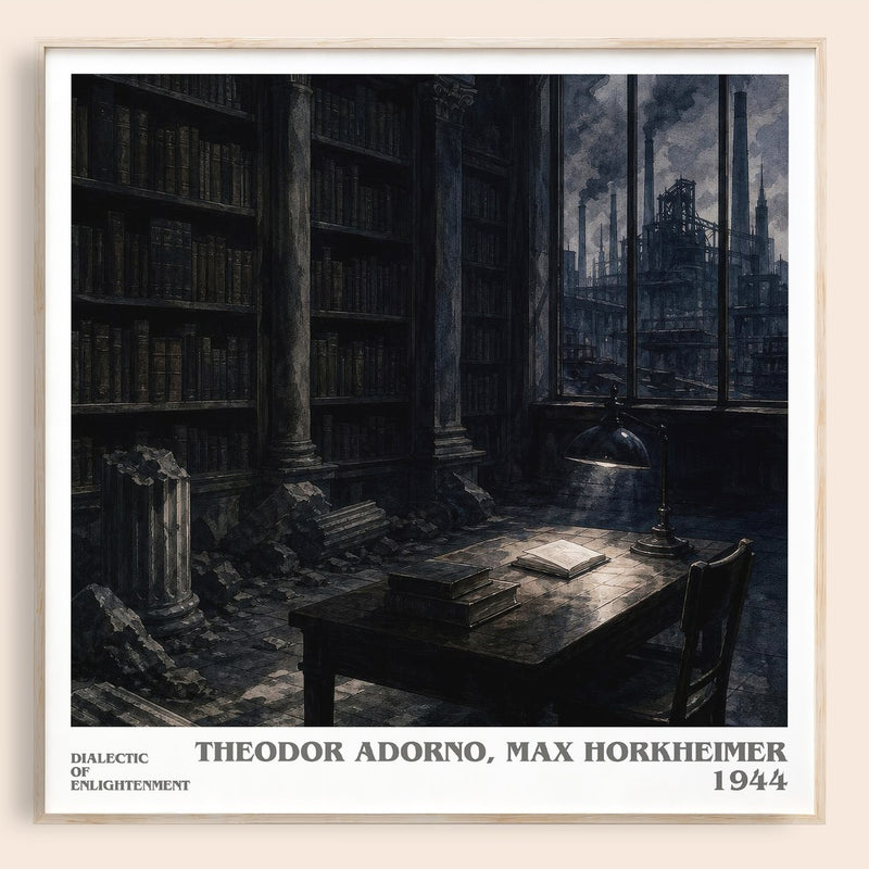 Dialectic Of Enlightenment literary book poster by Theodor Adorno, Max Horkheimer – framed literary art print