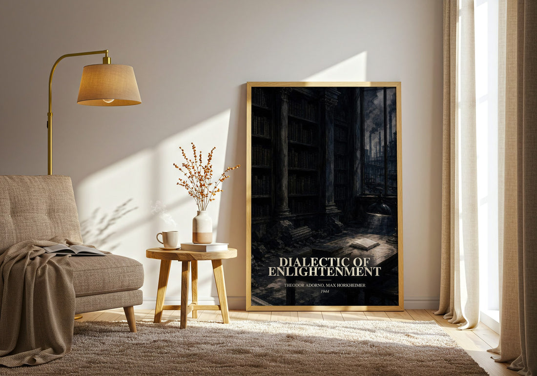 Dialectic Of Enlightenment watercolour print in frame leaning in hallway – philosophy wall art