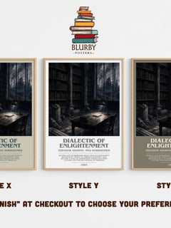Dialectic Of Enlightenment Bookish Wall Art by T. Horkheimer – Style X, Y and Z side by side – choose your finish