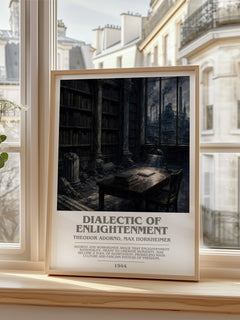 Dialectic Of Enlightenment Bookish Wall Art by T. Horkheimer – framed print by a bright window
