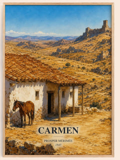 Carmen watercolour book poster by Prosper Mérimée – framed literary art print