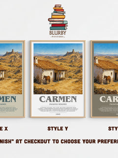 Carmen Bookish Wall Art by Prosper Mérimée – Style X, Y and Z side by side – choose your finish