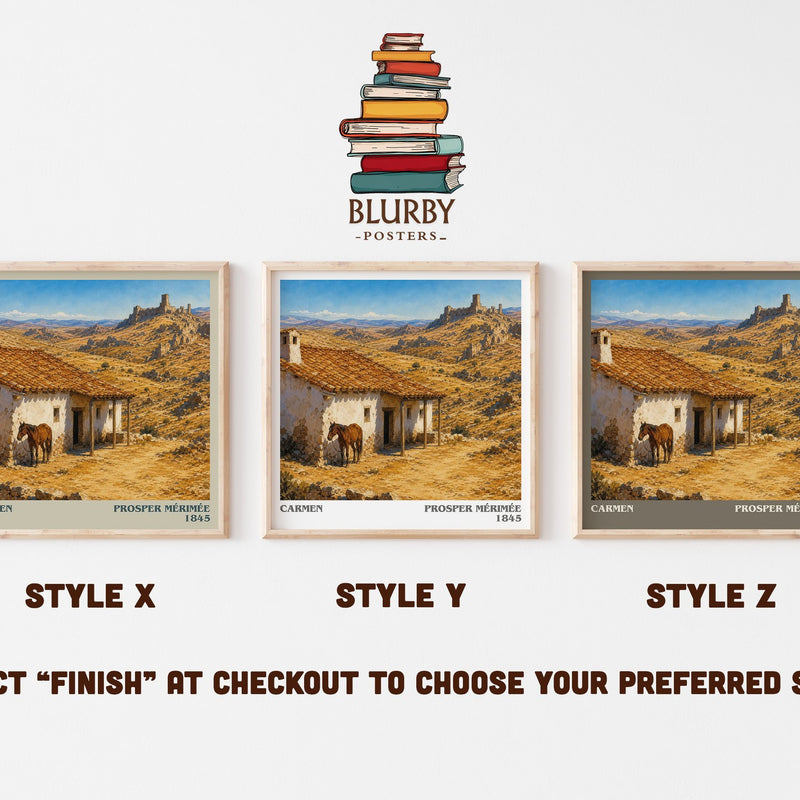 Carmen literary print in frame leaning in hallway – classic literature wall art