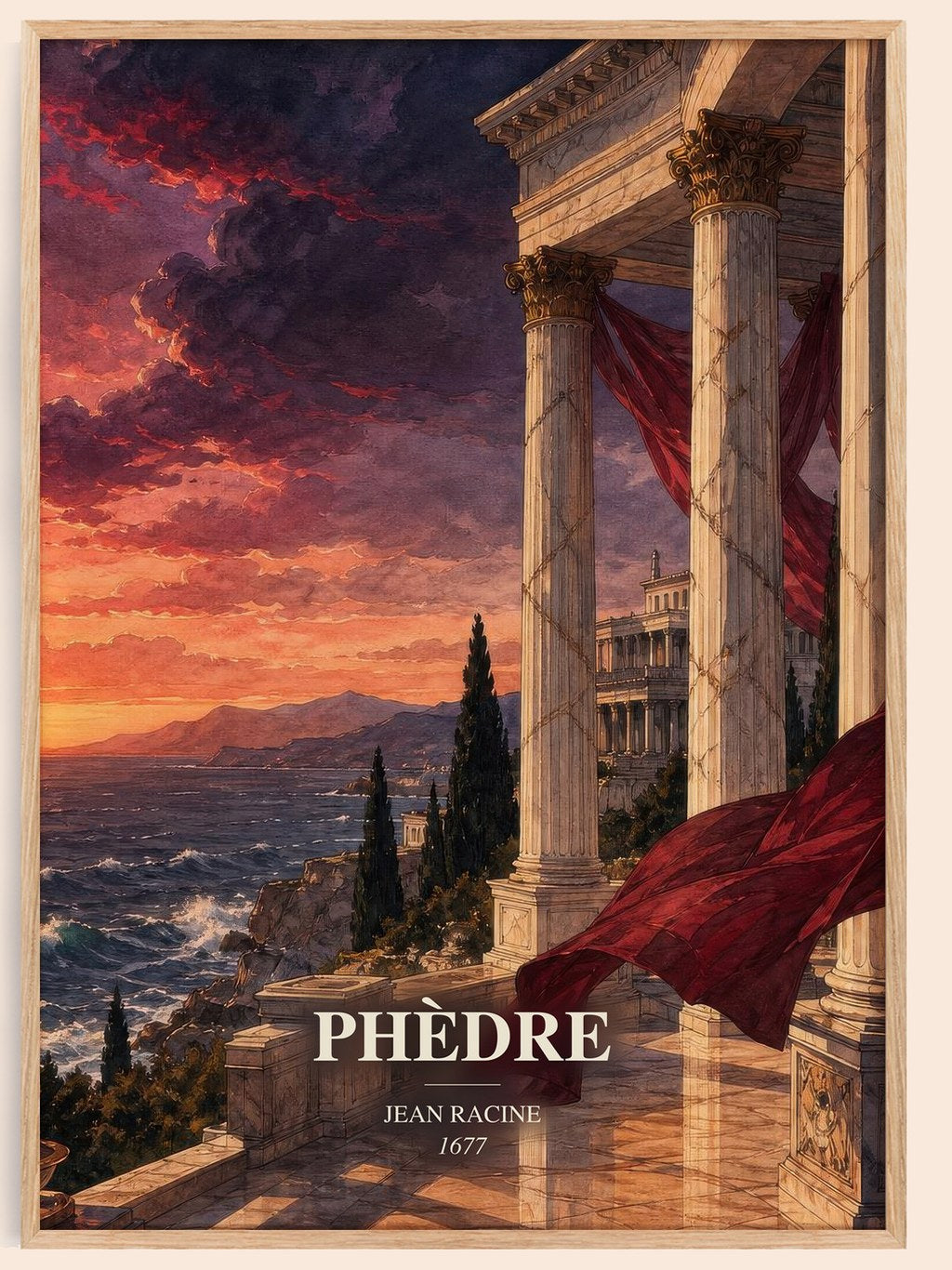 Phèdre watercolour book poster by Jean Racine – framed literary art print