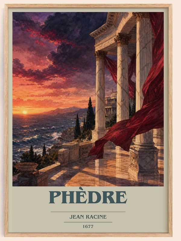Phèdre book cover book poster by Jean Racine – framed literary art print