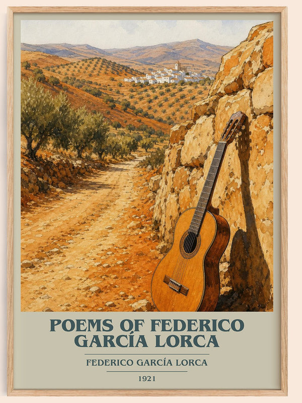 Poems of Federico García Lorca book cover book poster by Federico García Lorca – framed literary art print