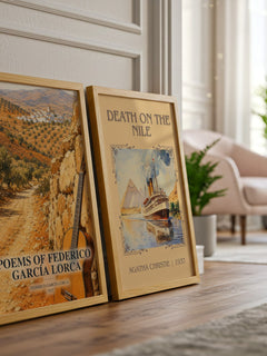 Poems of Federico García Lorca watercolour print framed by window – literary home decor