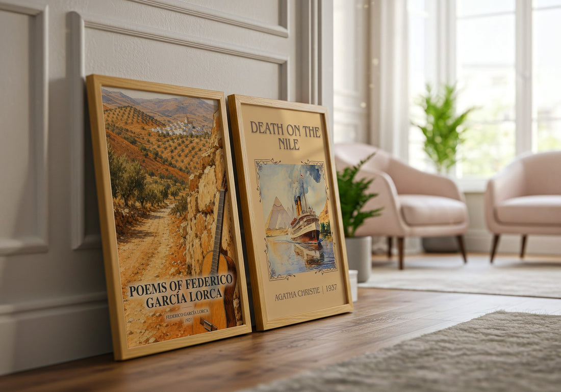 Poems of Federico García Lorca watercolour print framed by window – literary home decor
