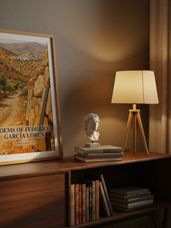 Poems of Federico García Lorca watercolour print on bookshelf – Federico García Lorca fan gift
