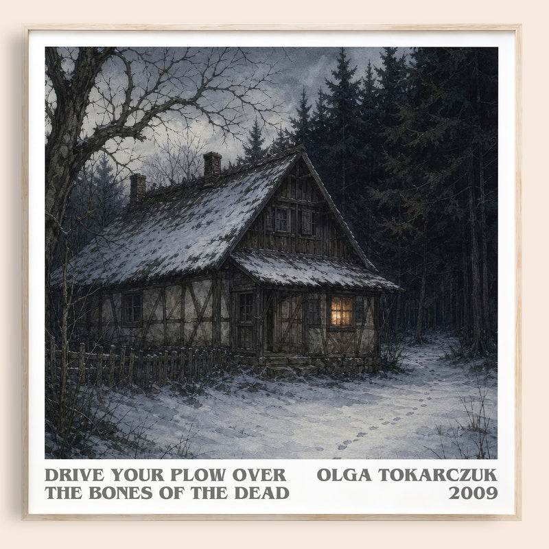 Drive Your Plow Over the Bones of the Dead literary book poster by Olga Tokarczuk – framed literary art print