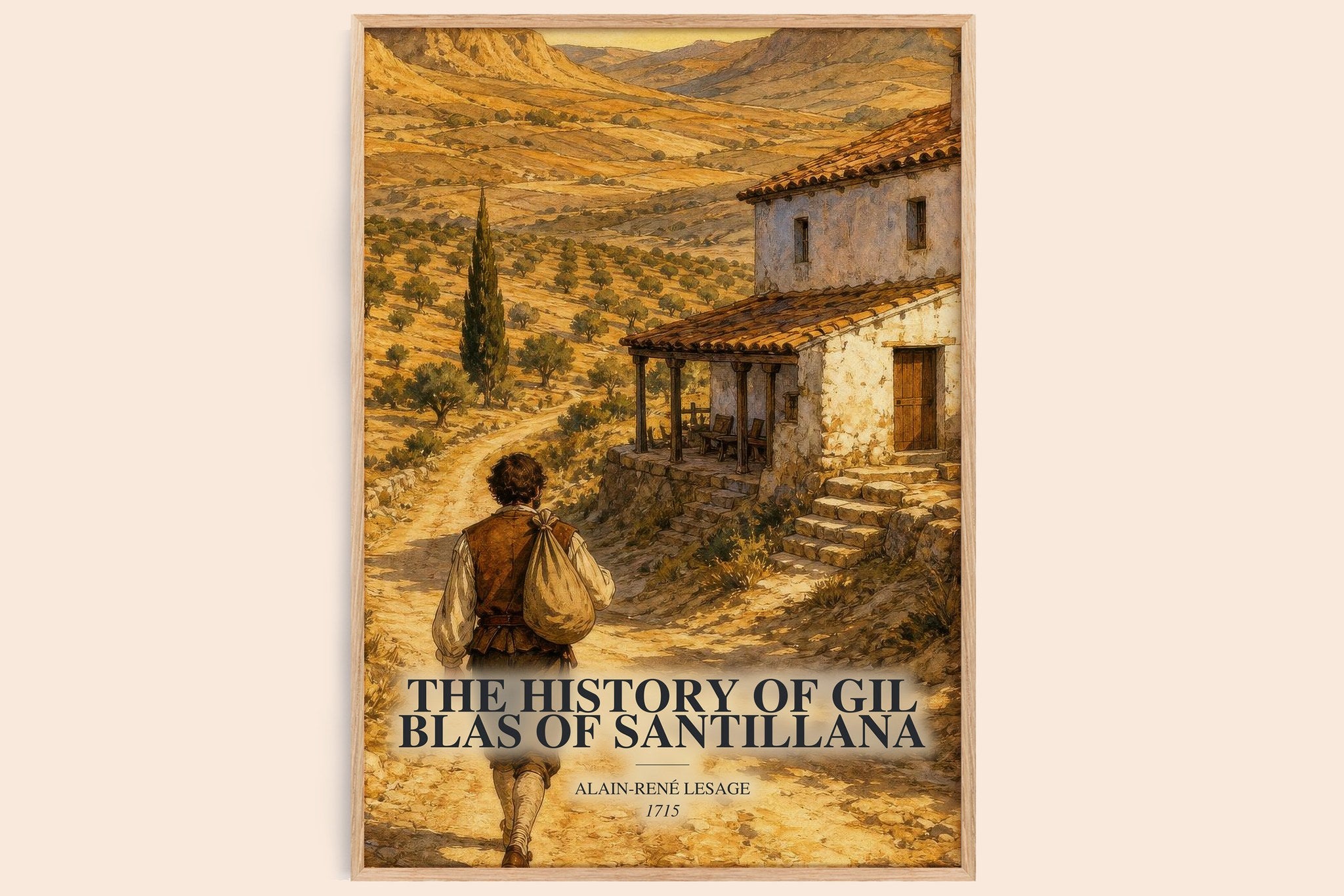 The History Of Gil Blas Of Santillana Book Watercolour Illustration by Alain-René Lesage