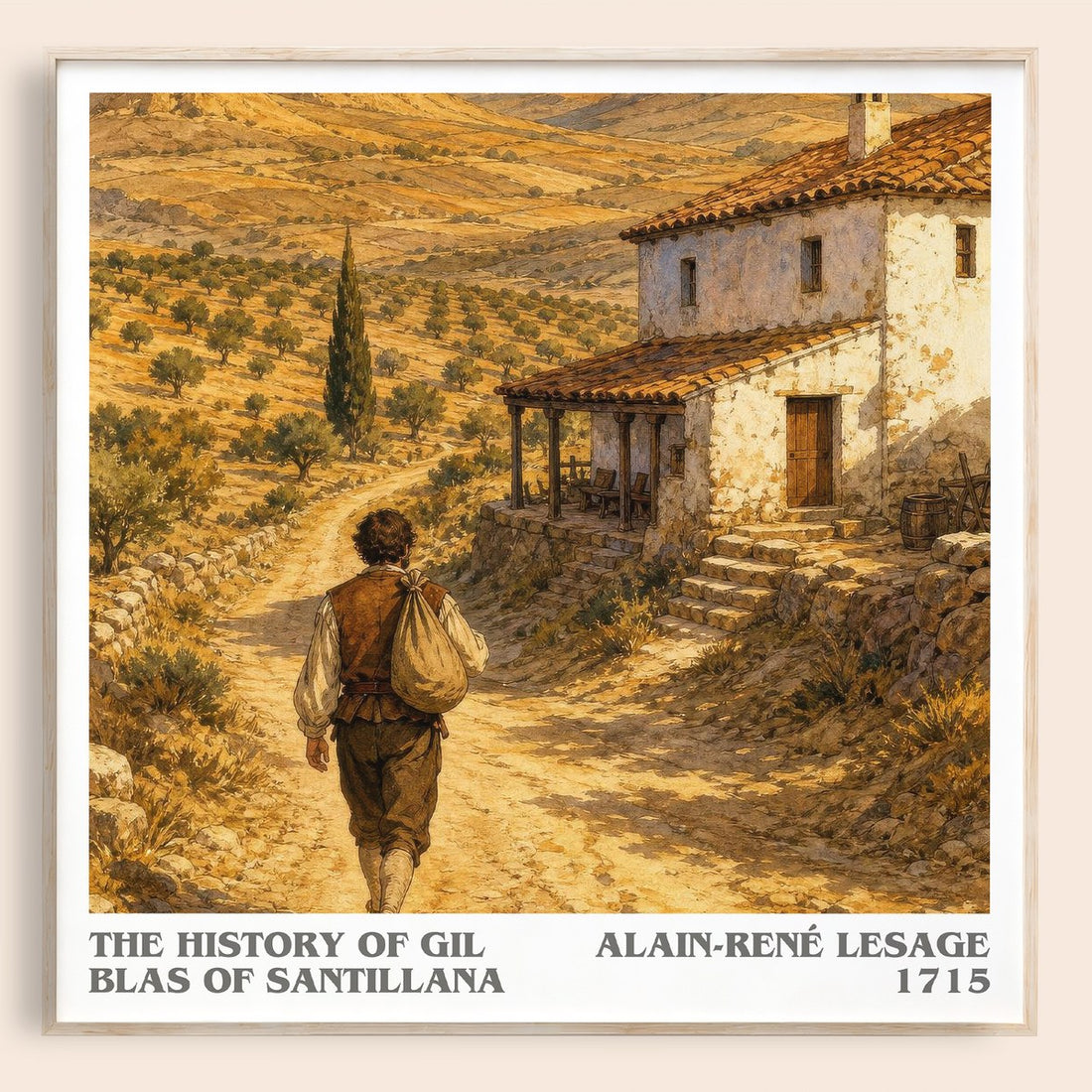 The History Of Gil Blas Of Santillana literary book poster by Alain-René Lesage – framed literary art print