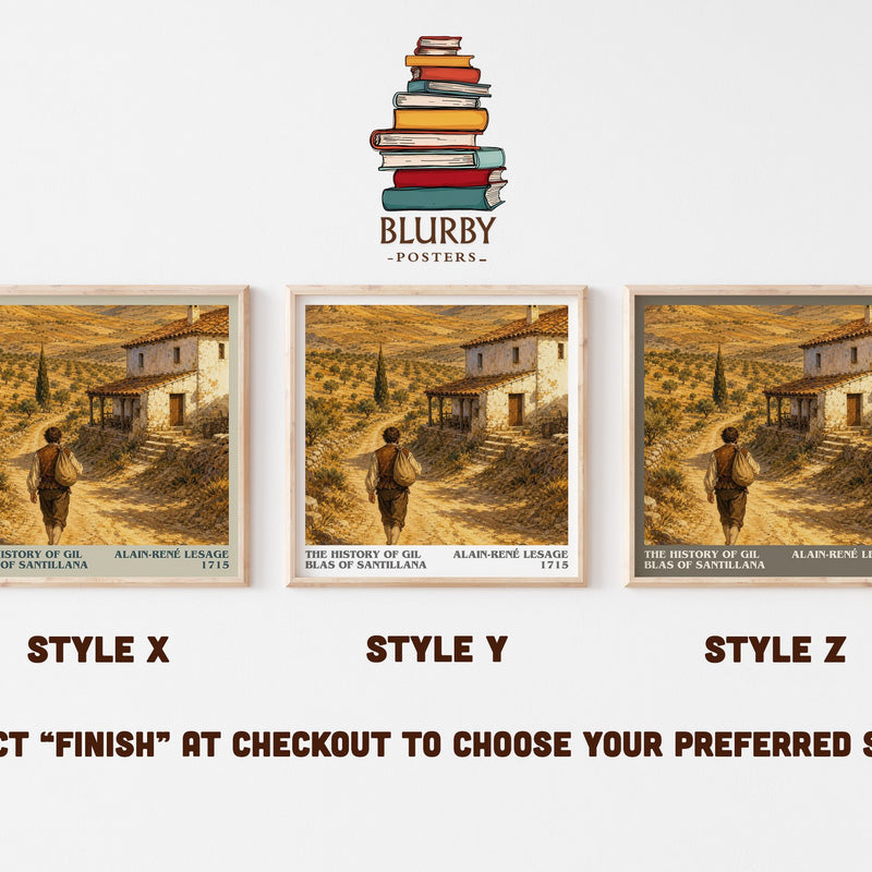 The History Of Gil Blas Of Santillana literary print in frame leaning in hallway – satire wall art