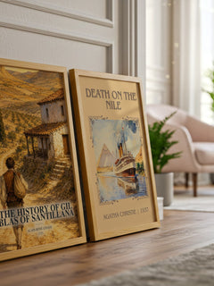 The History Of Gil Blas Of Santillana watercolour print framed by window – literary home decor