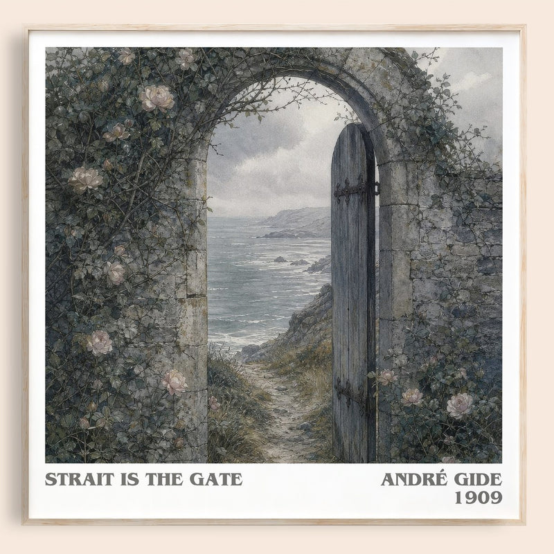 Strait is the Gate literary book poster by André Gide – framed literary art print