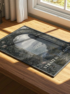 Strait is the Gate watercolour book poster framed on wall – literary fiction wall art