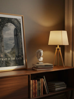 Strait is the Gate watercolour print on bookshelf – André Gide fan gift