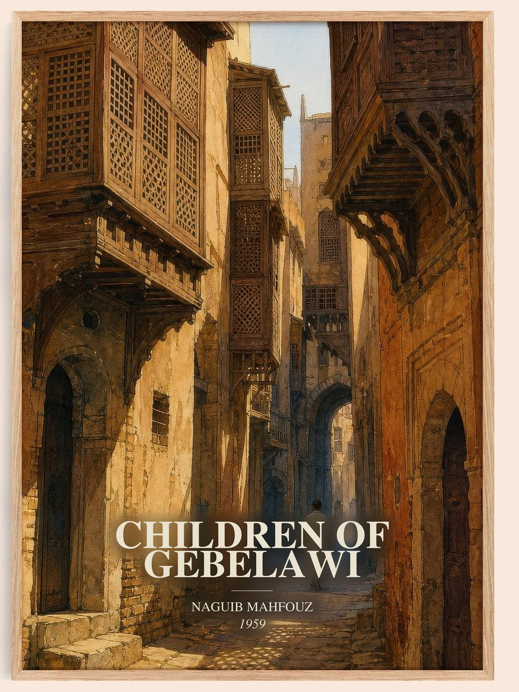 Children of Gebelawi watercolour book poster by Naguib Mahfouz – framed literary art print