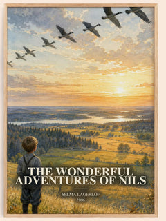 The Wonderful Adventures of Nils watercolour book poster by Selma Lagerlöf – framed literary art print