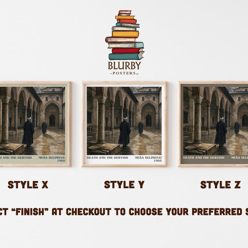 Death and the Dervish literary print in frame leaning in hallway – literary fiction wall art