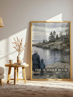 The Summer Book watercolour print in frame leaning in hallway – literary fiction wall art