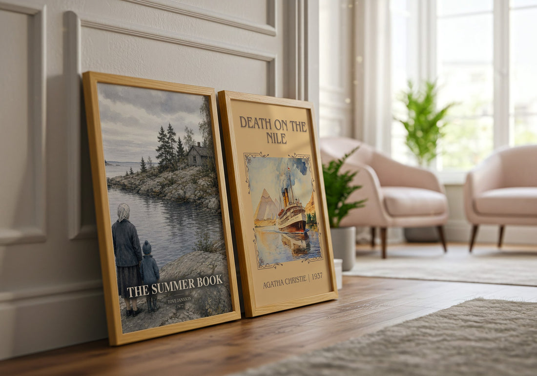 The Summer Book watercolour print framed by window – literary home decor