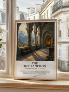 The Heptameron Bookish Wall Art by Marguerite de Navarre – framed print by a bright window