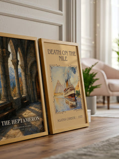 The Heptameron watercolour print framed by window – literary home decor