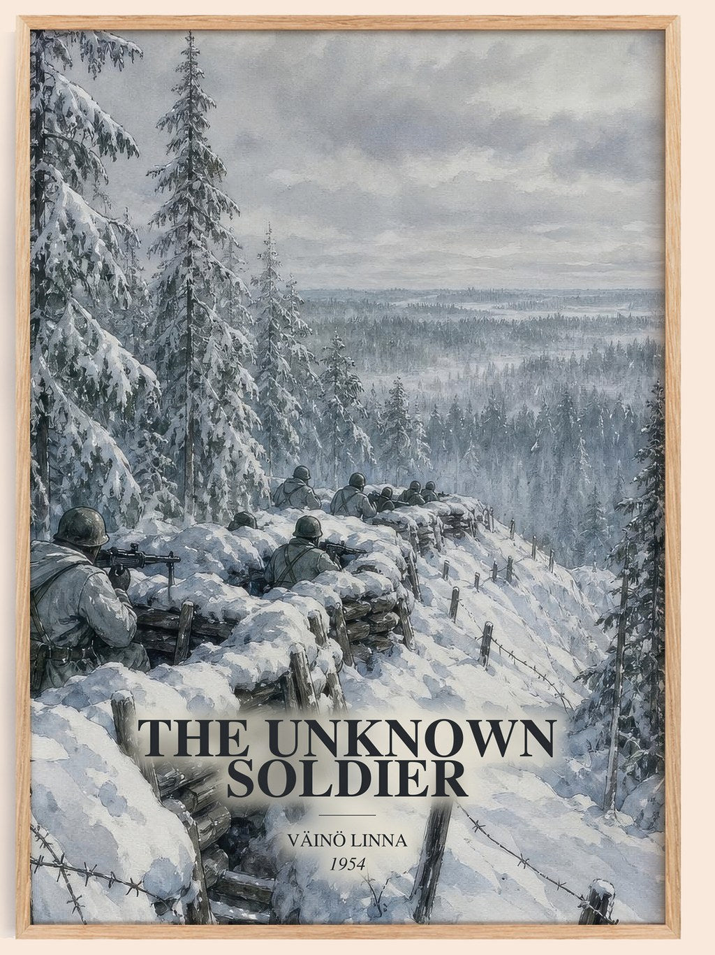 The Unknown Soldier watercolour book poster by Väinö Linna – framed literary art print