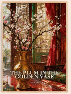 The Plum in the Golden Vase watercolour book poster by Unknown – framed literary art print