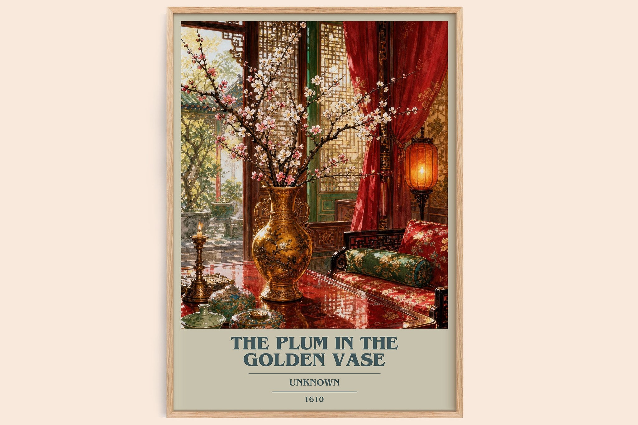 The Plum in the Golden Vase Book Cover Poster by Unknown
