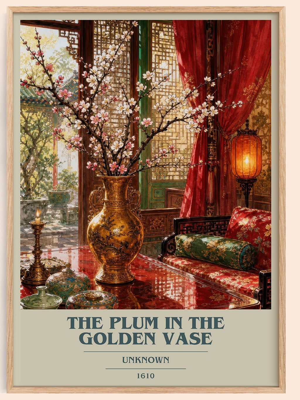 The Plum in the Golden Vase book cover book poster by Unknown – framed literary art print