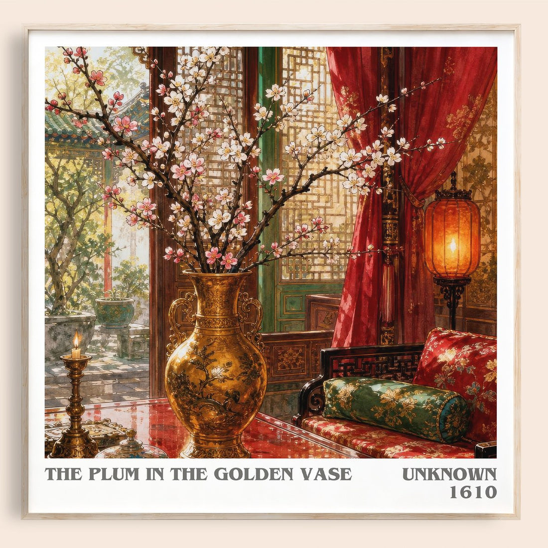 The Plum in the Golden Vase literary book poster by Unknown – framed literary art print