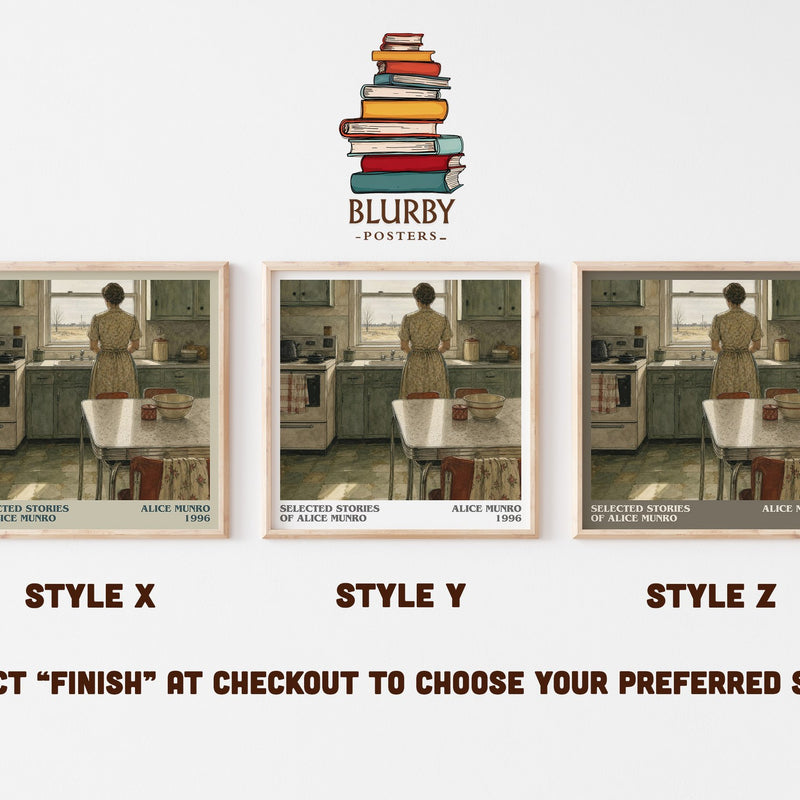 Selected Stories of Alice Munro literary print in frame leaning in hallway – literary fiction wall art