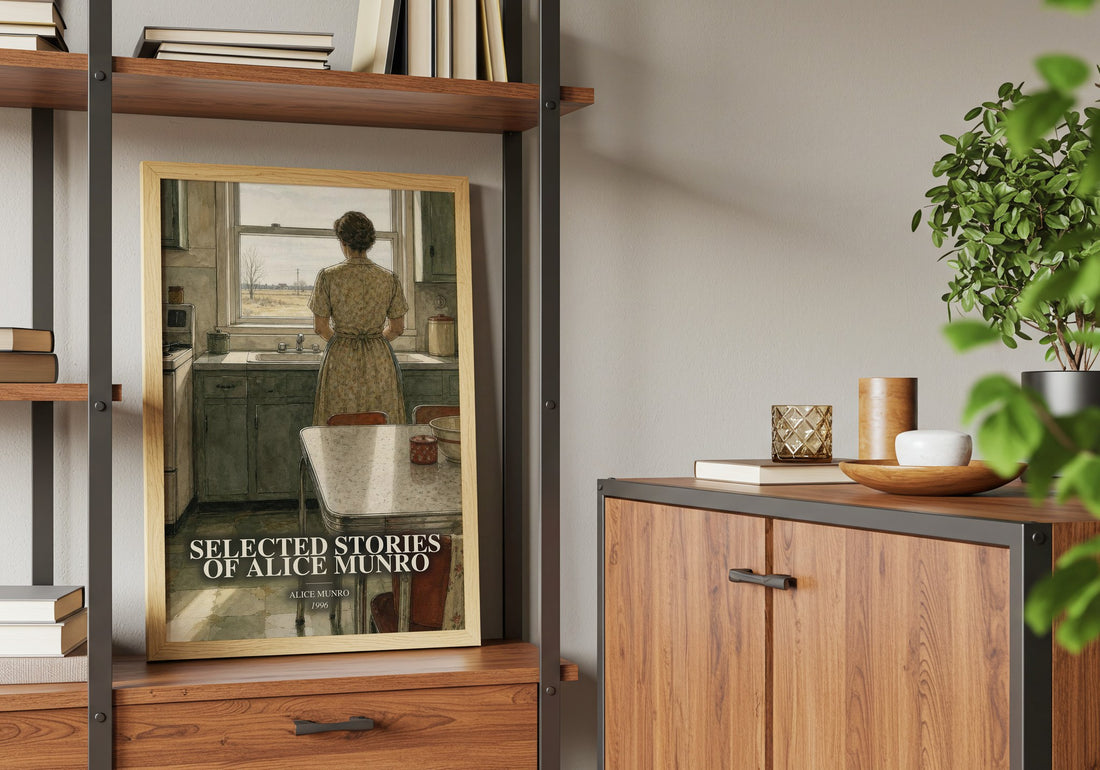 Selected Stories of Alice Munro book watercolour illustration paper finish options – matte satin gloss