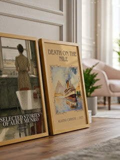 Selected Stories of Alice Munro watercolour print framed by window – literary home decor