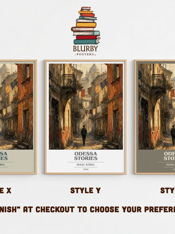 Odessa Stories book cover print in frame leaning in hallway – literary fiction wall art