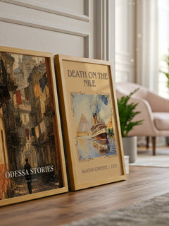 Odessa Stories watercolour print framed by window – literary home decor