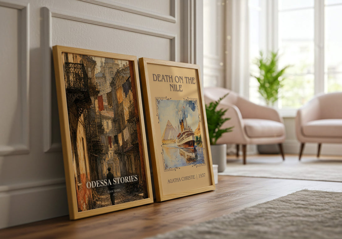 Odessa Stories watercolour print framed by window – literary home decor